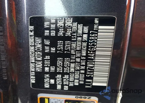 2015 Hyundai Santa Fe Sport 2.0T from USA, damaged, VIN 5XYZWDLA4FG255867